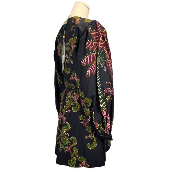 NWT Small FARM Rio Black Ravenala Puff Sleeve Mini Dress - Picture 5 of 15